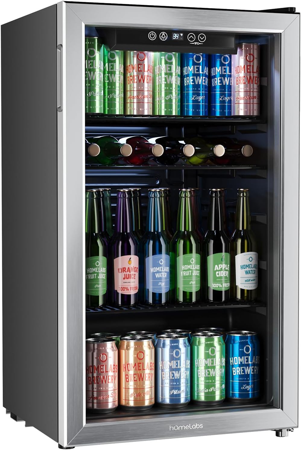 Beverage Refrigerator and Cooler - Mini Fridge with Glass Door for Soda Beer or Wine - 120 Cans Capacity - Small Drink Dispenser Machine for Office or Bar with Adjustable Removable Shelves