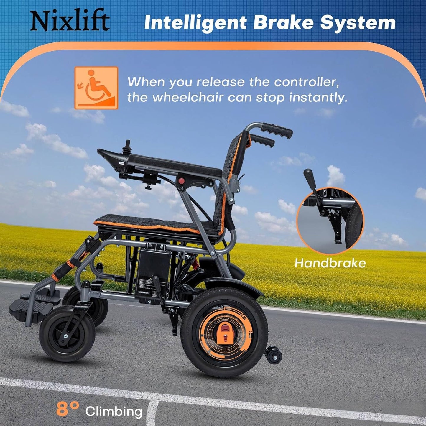 Motorized Wheelchair I Lightweight Electric Power Wheelchair I Dual Motor Travel Compact Wheelchair for Senior Adults I Meubon Model M231ER