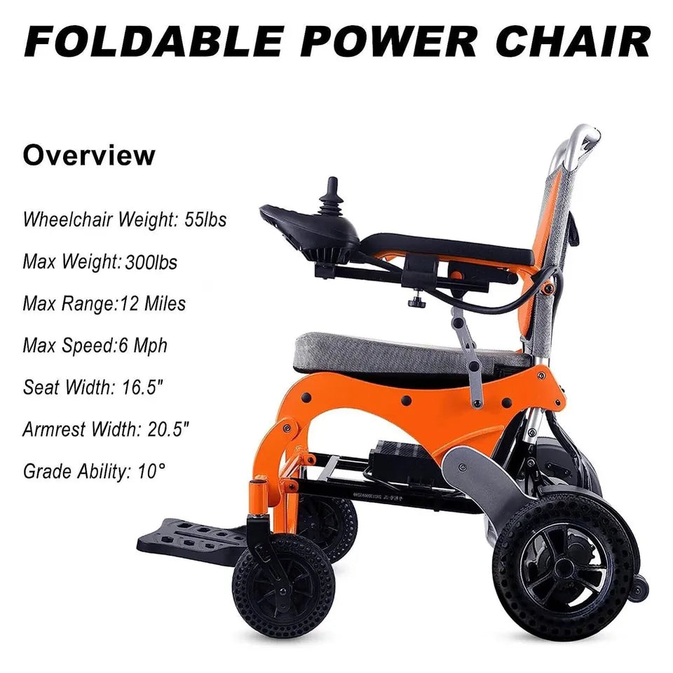 Discover the Ultimate Foldable Electric Wheelchair for Adults: All-Terrain, 300lbs Max Load, with a Range of 12 Miles Model MB1234SD